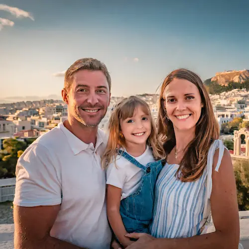 A happy family in Athens